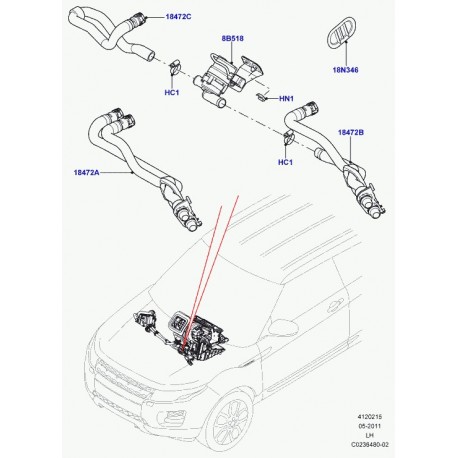 Land rover durite de chauffage Evoque (LR031669)