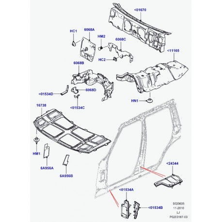 Land rover garniture d'insonorisation capot Range L322 (LR031709)