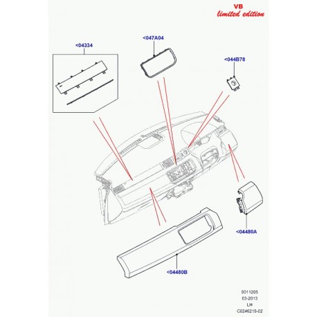 Land rover enjoliveur planche de bord Evoque (LR031793)