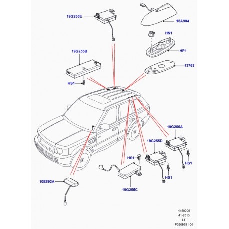 Land rover antenne de toit Range L322,  Sport (LR031941)