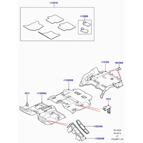 Land rover jeu de fixation-tapis au plancher Discovery 3, Range L322, Sport (LR031945)