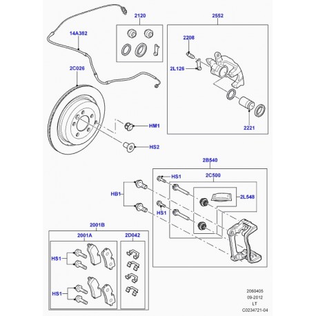 Land rover support etrier de frein Discovery 3, Range Sport (LR032058)