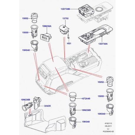 Land rover contacteur frein stationnement Range L322 (LR032064)