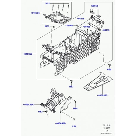 Land rover pare-chocs console de plancher Evoque (LR032137)