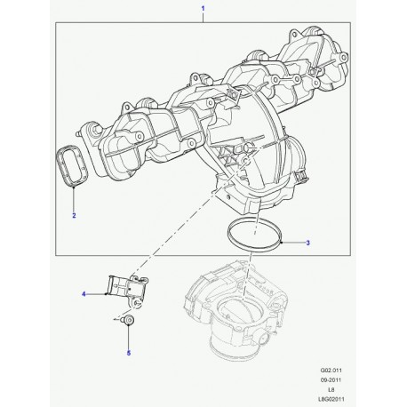 Land rover etancheite joint collecteur d'adm Defender 90, 110, 130 (LR032153)