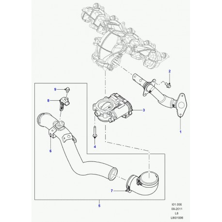 Land rover tuyau d'admission d'air Defender 90, 110, 130 (LR032214)