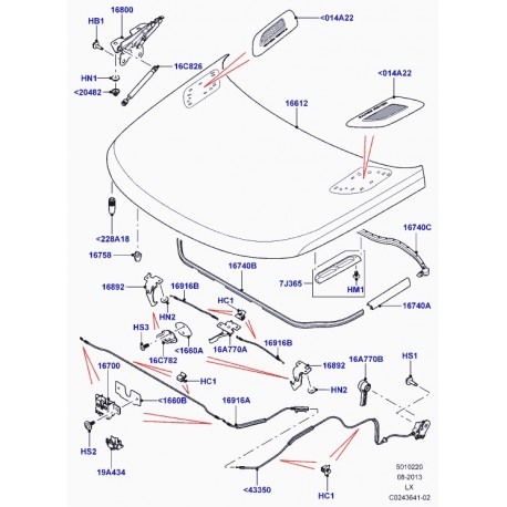 Land rover butee caoutchouc-capot Range L405,  Sport (LR032423)