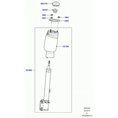 Land rover ensemble suspensionavant droit Range L322 (LR032566)