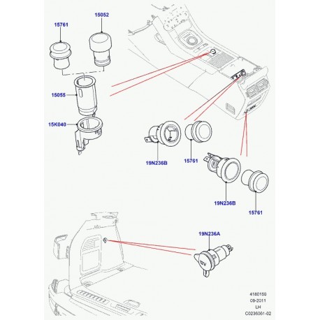 Land rover bague lumineuse allume cigare Evoque (LR032634)
