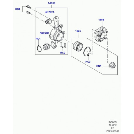 Land rover bague inferieure deporte fusee arriere Discovery 3, Range L322, Sport (LR032644)