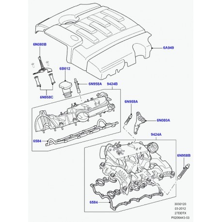 Land rover collecteur d'admission gauche  Discovery 3 (LR168913)