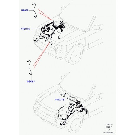 Land rover cablage amortisseur avant Range L322 (LR032839)