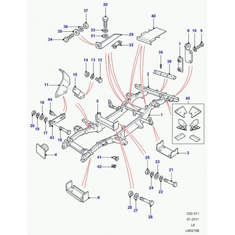 Land rover ensemble cadre de chassis Defender 90, 110, 130 (LR032842)