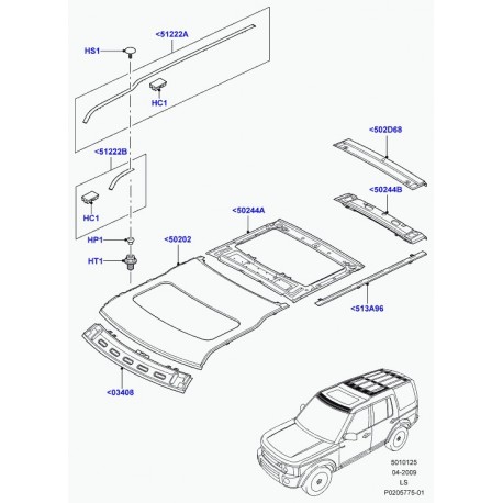 Land rover bourrelet d'etancheite panneau toit Discovery 3 (LR032920)