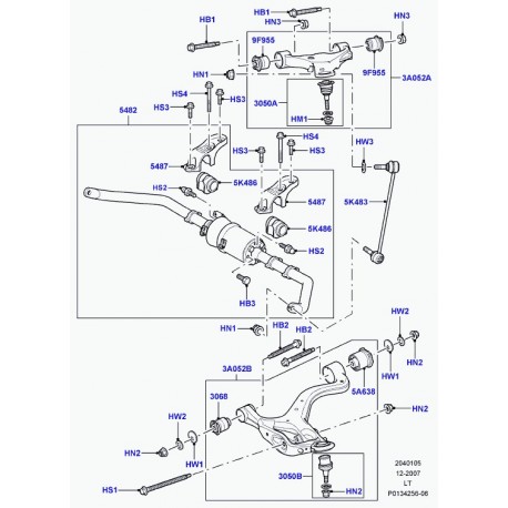 Land rover barre stabilisatrice avant Range Sport (LR032958)