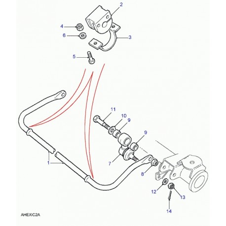 Land rover barre stabilisatrice avant Defender 90, 110, 130 et Discovery 1 (LR033037)