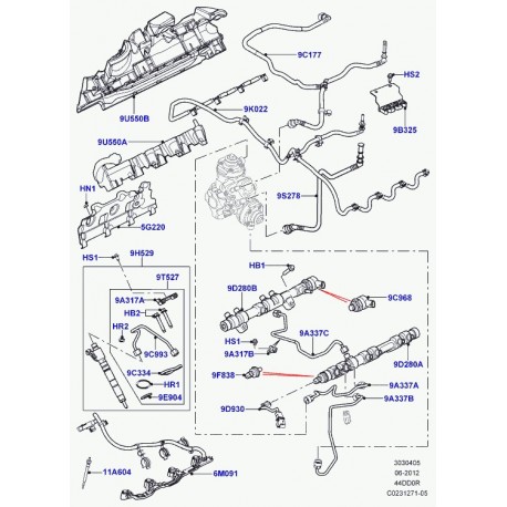 Land rover kit pose des injecteurs N2 Range L405,  Sport (LR033080)