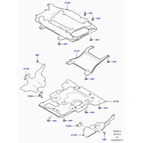 Land rover blindage transmission Range L405,  Sport (LR033166)