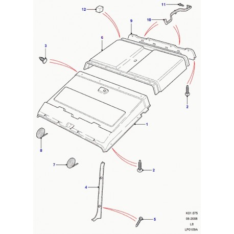 Land rover garnissage de pavillon Gris Ripple (LR033218)