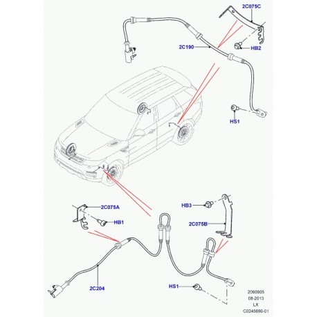 Land rover capteur-abs Range L405,  Sport (LR033457)