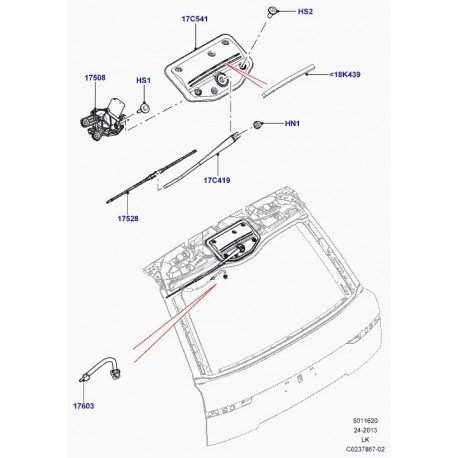 Land rover balai d'essuie glace Range L405 (LR033471)