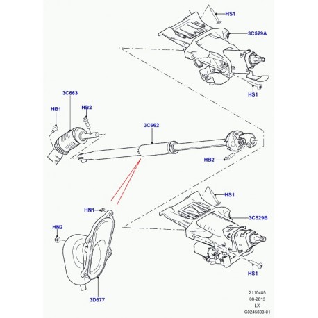 Land rover joint colonne de direction Range L405,  Sport (LR033649)