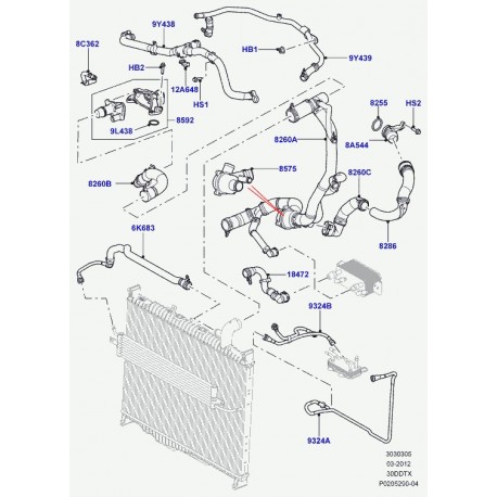 Land rover tuyau flexible Range Sport (LR033912)
