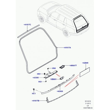 Land rover bague hayon Range L405 (LR034118)