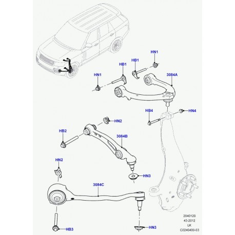 Land rover bras de suspension avant Range L405 (LR034212)