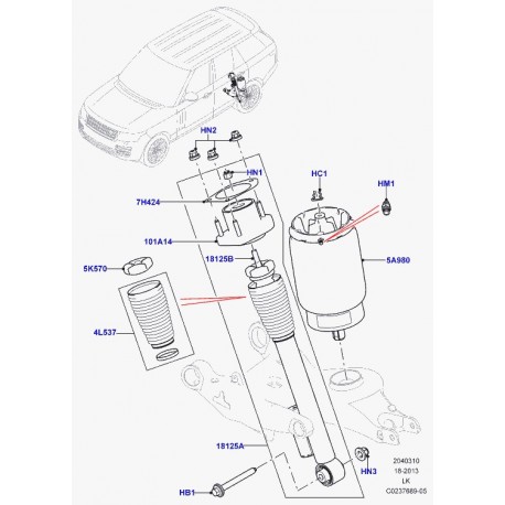 Land rover ressort suspension pneumatique Range L405 (LR034262)