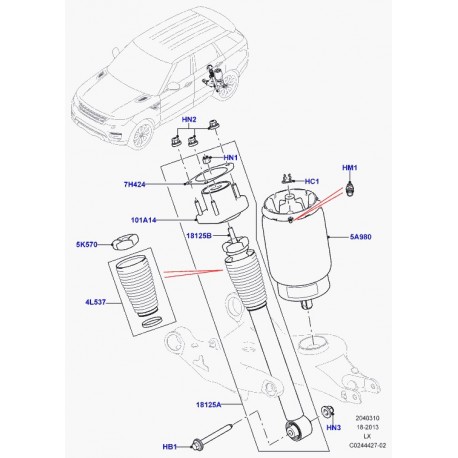 Land rover ecrou Range L405,  Sport (LR034277)