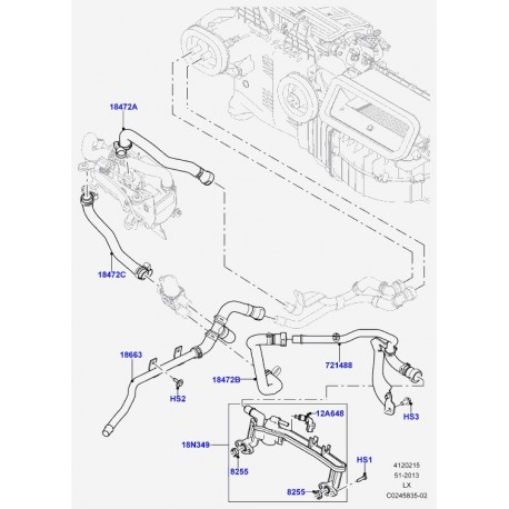 Land rover durite de chauffage Range L405,  Sport (LR034617)