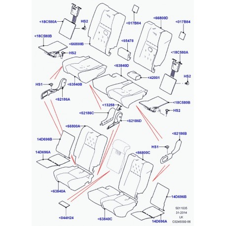 Land rover element chauffant siege Range L405 (LR034619)