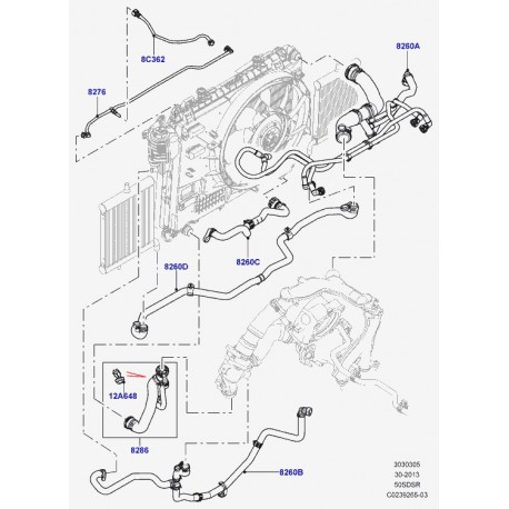 Land rover durite de radiateur Discovery 5,  Range L405,  Sport (LR034637)