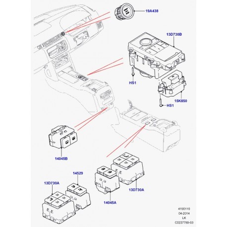 Land rover contacteur commande mode descente Range L405 (LR034847)