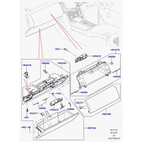 Land rover boite à gants côté du passager avant Range L405 (LR035201)