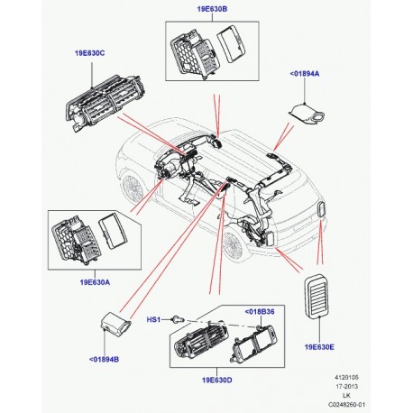 Land rover ventilation tableau de bord Range L405 (LR035208)