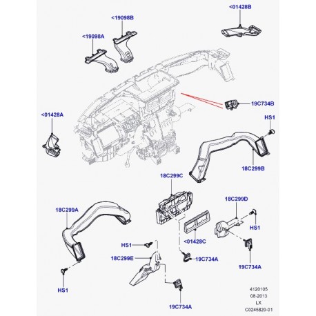 Land rover conduit chauffage-pare-brise Range L405,  Sport (LR035429)