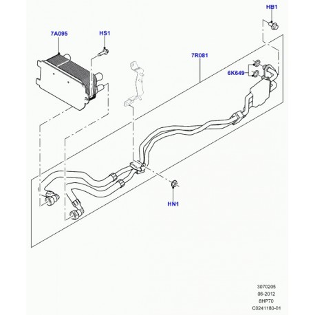 Land rover tube d'huile refroidisseur huile Range Sport (LR035553)