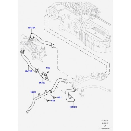 Land rover durite de chauffage Range Sport (LR035625)