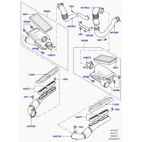 Land rover capteur arrivee d'air principale Discovery 4, 5, Range L405, Sport, Velar L560 (LR035726)