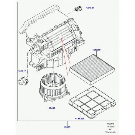 Land rover moteur de ventilateur Range L405 (LR035870)