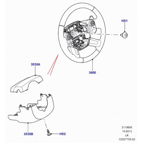 Land rover volant de direction Range L405 (LR035873)