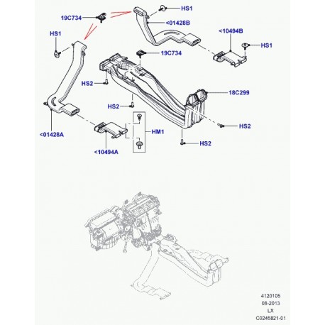 Land rover defl.-air chauffage-sous plancher Range L405,  Sport (LR035932)