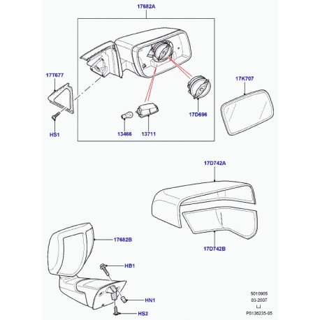 Land rover retroviseur exterieur Range L322 (LR036110)