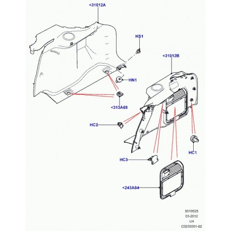 Land rover agrafe garnissage Evoque (LR036129)