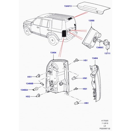 Land rover feu arriere Discovery 3 (LR036166)