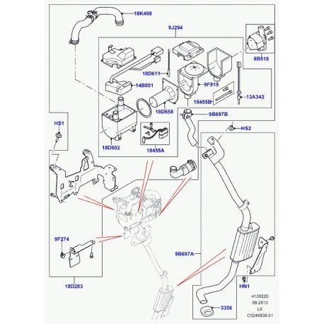 Land rover jeu pieces supplementaires chauffage auxiliaire Range L405,  Sport (LR036344)