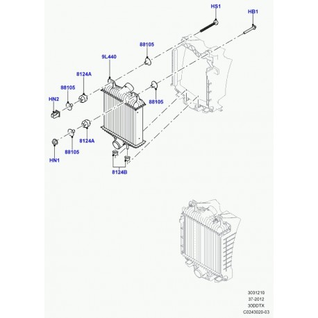 Land rover refroidisseur intermediaire Range L405,  Sport (LR036432)