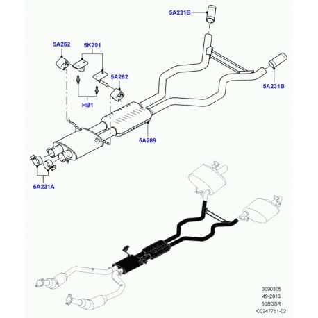 Land rover collier de serrage échappement Range Sport (LR036435)